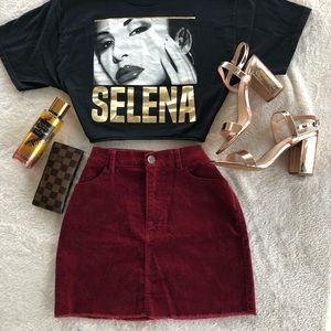 FOREVER 21 Burgundy Faux Suede Mini Skirt